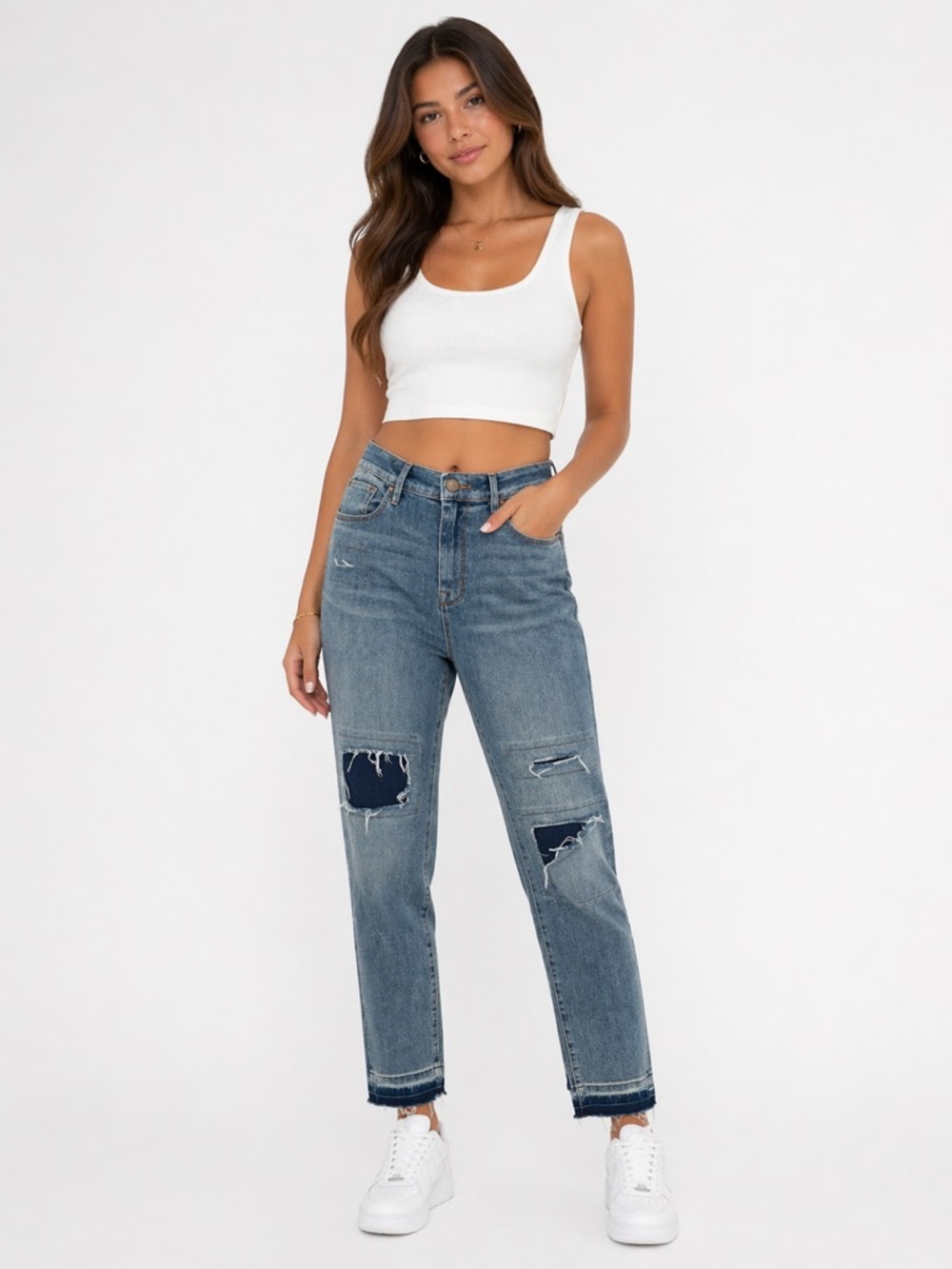 BDG High-Rise Twig Ankle Patch Jeans